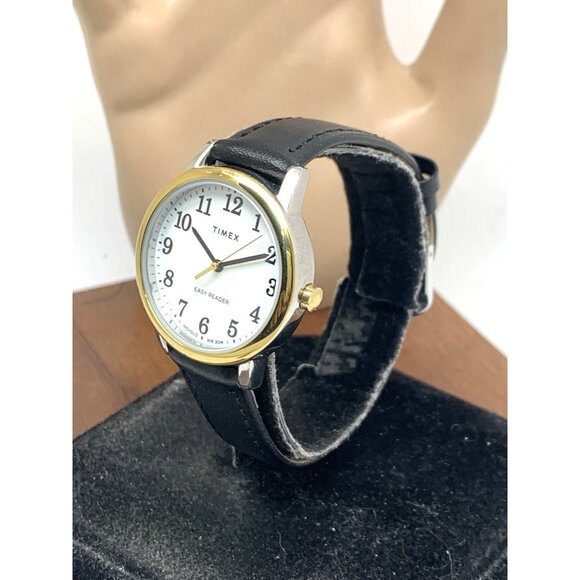 Timex Women's Watch TW2V94800 Quartz Indiglo White Dial Black Leather Strap 30mm - Picture 2 of 14